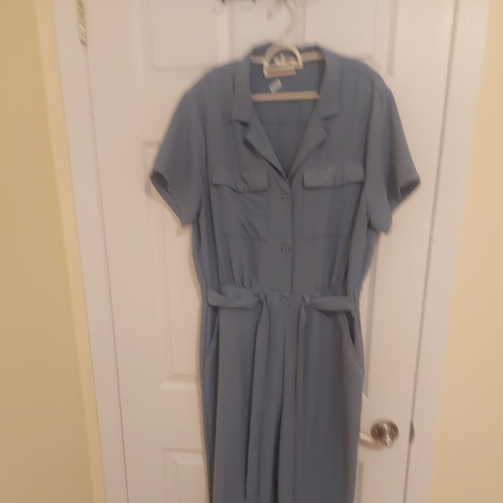 CLSONO BLUE GREY COLLARED JUMPSUIT  SIZE XL
